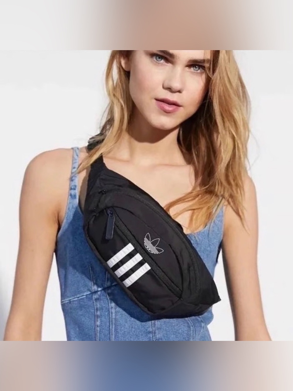 adidas Originals National 3-Stripes Waist Pack, Black / Silver Reflective